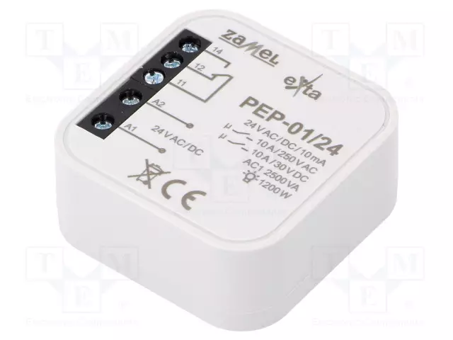 RASIA-ASENNUS - 24VAC - 24VDC - IP20 - -10÷55°C - OUT: 250VAC/10A - OUT: NO / NC - Rakennusautomatiikka - PEP-01024 - 1
