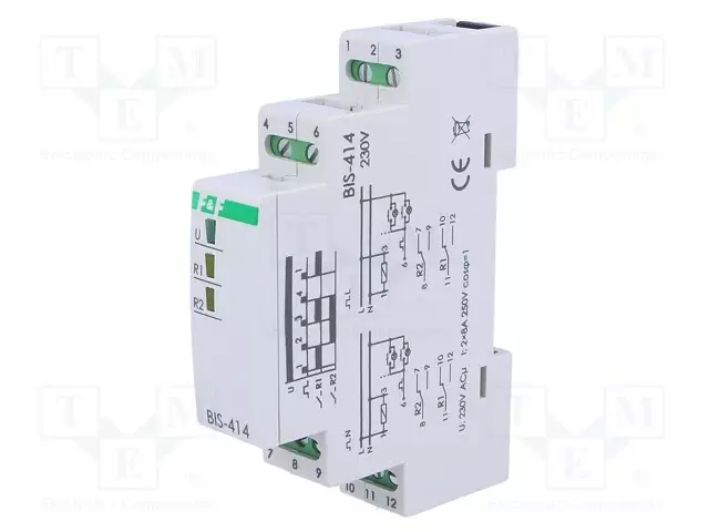 RELE: ASENNUS-BISTABIILI,PULSSI-DPDT - DIN-KISKOLLE - 8A - IP20 - Asennusreleet - BIS-414 - 1