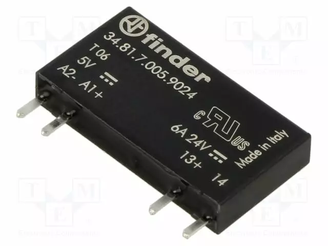 RELE: PUOLIJOHDE - 5VDC - 6A - MAX.24VDC - PCB,ALUSLEVY,THT - Puolijohdereleet - 34.81.7.005.9024 - 1