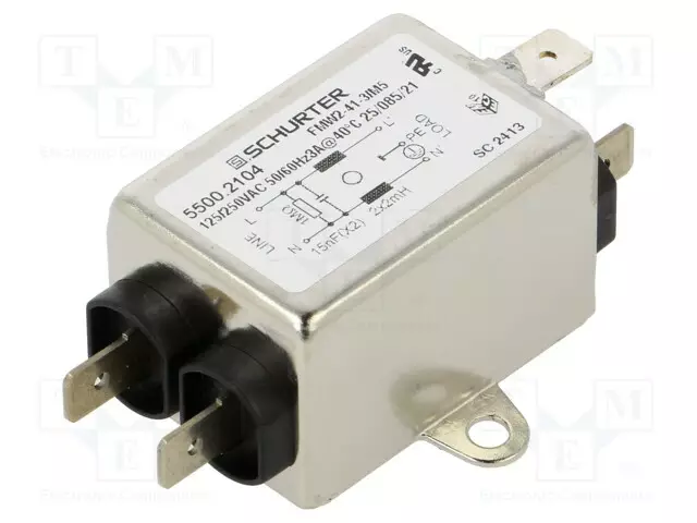 SUODATIN: HÄIRIÖSUOJA-YKSIVAIHEINEN - 250VAC - 15NF - 2MH - NAVAT: 1 - Häiriönpoistosuotimet - 5500.2104 - 1