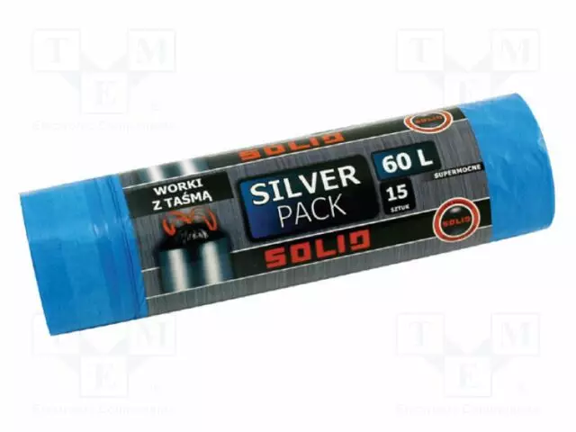 TRASH BAGS - LDPE - BLUE - WITH TAPE - 60L - 15PCS - SILVER PACK - Pakkaaminen ja suojaus - SOLID-5864 - 1