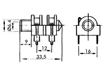 6,35mm MONOJAKKI PIIRIKORTTI/PANEELI KYTKIMELLÄ - Plugit ja jakit - CA045 - 2