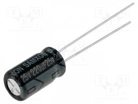 ELEKTROLYYTTIKONDENSAATTORI - THT - 220UF - 25VDC - Elektrolyyttikondensaattorit - pysty - KM22025 - 2