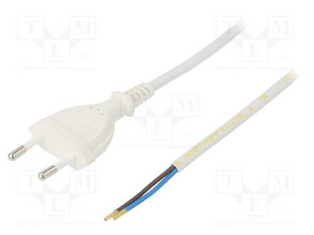 KAAPELI - 2X0,75MM2 - CEE 7/16 (C) PISTOKE,JOHDOT - PVC - 2M - 2,5A - Tietokone- ja  laitejohdot - W-97145 - 1