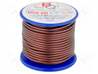 KÄÄMILANKA - KAHDESTI EMALOITU - 1,8MM - 0,25KG - -65÷200°C - LANKA: CU - Käämilangat - DN2E1.800.25 - 1