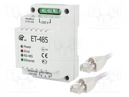 MUUTTAJA - RS485/ETHERNET - 10/100 BASE-T,RS485 - 100MBPS - 230VAC - Teollisuusverkot - ET-485 - 1