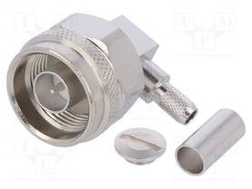 LIITIN: N - PISTOKE - UROS - 90° KULMA - 50OHM - JUOTETTAVA,PURISTUS - N liittimet - J01020A0035 - 2
