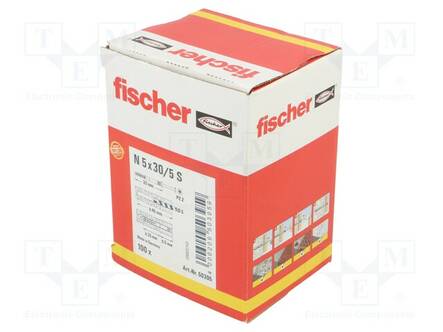 PLASTIC ANCHOR - WITH SCREW - 5X30 - ZINC-PLATED STEEL - N - 100PCS. - Ruuvit - muut - FISCHER-50395 - 2