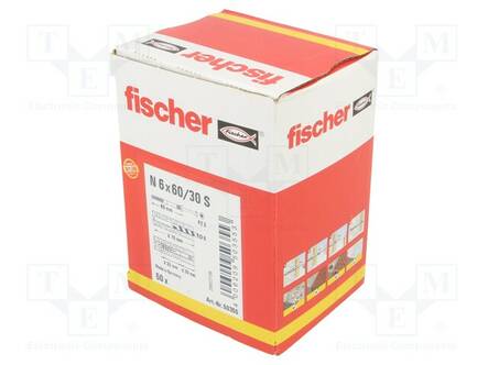 PLASTIC ANCHOR - WITH SCREW - 6X60 - ZINC-PLATED STEEL - N - 50PCS - 6MM - Ruuvit - muut - FISCHER-50355 - 2