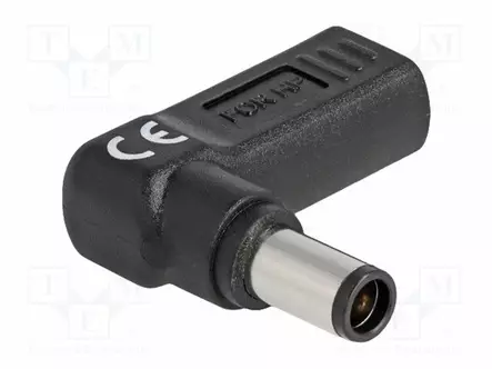 ADAPTERI - USB C RASIA,DC 7,4/5,0 LIITIN - MUSTA - KULMA- 3A - DC virtakaapelit - DELOCK-60005 - 1