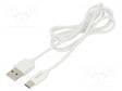 KAAPELI - USB 2.0 - USB A PISTOKE,USB C PISTOKE - 1M - VALKOINEN - USB kaapelit ja adapterit - SAVKABELCL-125 - 1