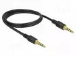 KAAPELI - JACK 3,5MM 4PIN PISTOKE,MOLEMMIN PUOLIN - 1M - MUSTA - Muut audio-videokaapelit - DELOCK-85595 - 1