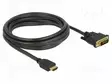 KAAPELI - DVI-D (24+1) PISTOKE,HDMI-PISTOKE - PIT: 3M - MUSTA - 28AWG - HDMI, DVI, DisplayPort johdot - DELOCK-85655 - 1