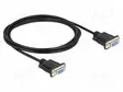 KAAPELI - D-SUB 9PIN RASIA,MOLEMMIN PUOLIN - PVC - PIT: 2M - MUSTA - Tietokonekaapelit ja -adapterit - DELOCK-86605 - 1