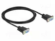 KAAPELI - D-SUB 9PIN RASIA,MOLEMMIN PUOLIN - PVC - PIT: 2M - MUSTA - Tietokonekaapelit ja -adapterit - DELOCK-87785 - 1