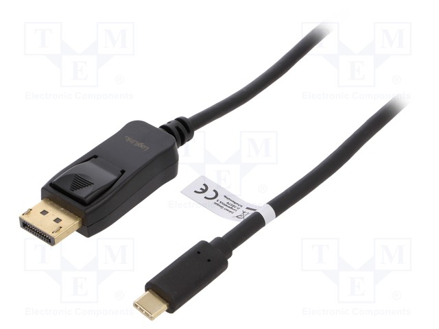 ADAPTERI - DISPLAYPORT-PISTOKE,USB C PISTOKE - 1,8M - MUSTA - USB kaapelit ja adapterit - UA0335 - 1