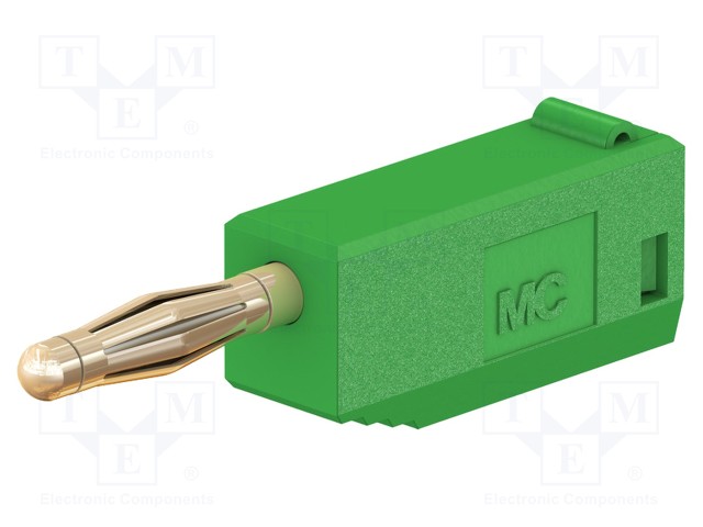 LABORATORY CONNECTOR: 2MM BANANA - PLUG - 10A - 30VAC - 60VDC - VIHREÄ - Banaaniliittimet 2mm - SLS205-25 - 1