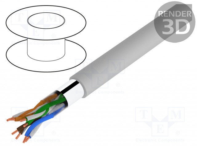 JOHTO - F/UTP - 4X2X24AWG - 5E - RAUTACU - PVC - HARMAA - ATK-kaapelit - DK-1521-V-305 - 1