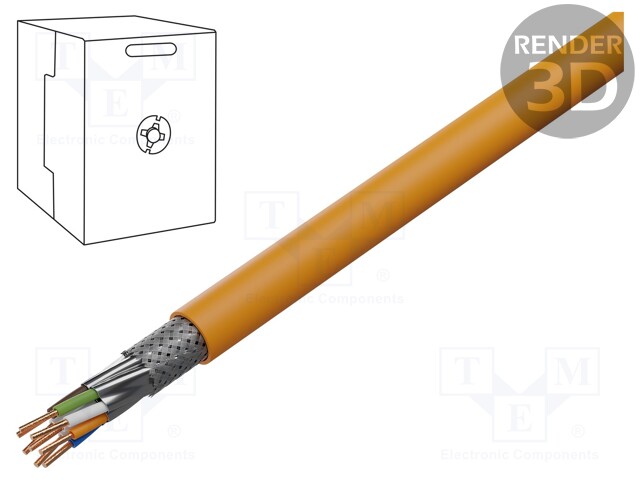 JOHTO - S/FTP - 4X2X23AWG - 7 - RAUTALANKA - ERISTYS: LSZH - ORANSSI - ATK-kaapelit - DK-1743-VH-5 - 1