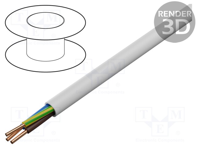 JOHTO - YDY - 3G1,5MM2 - PYÖREÄ - RAUTACU - PVC - VALKOINEN - Virtajohdot metritavara - EK-YDY-3X1.5 - 1