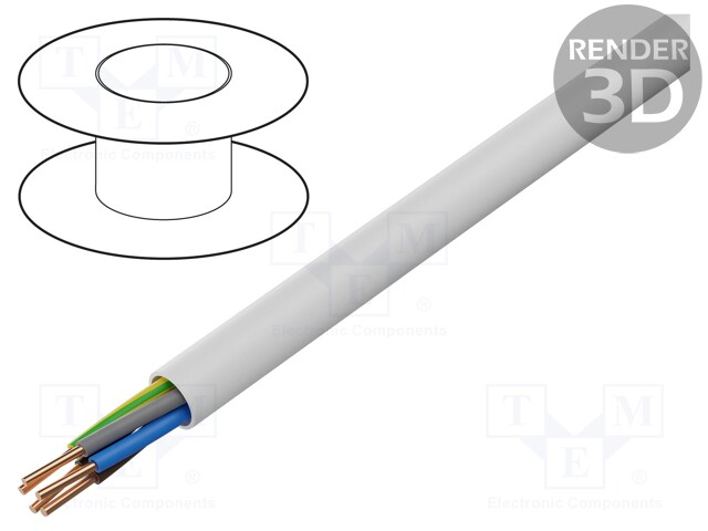 JOHTO - YDY - 5G2,5MM2 - PYÖREÄ - RAUTACU - PVC - VALKOINEN - Virtajohdot metritavara - EK-YDY-5X2.5 - 1
