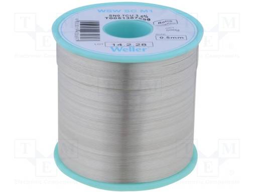 JUOTOSTINA - SN99,3CU0,7 - 0,5MM - 500G - LYIJYTÖN - PAKKAUS: KELA - Juotostinat ja muut juotosaineet - WEL.SC-M1-0505 - 1