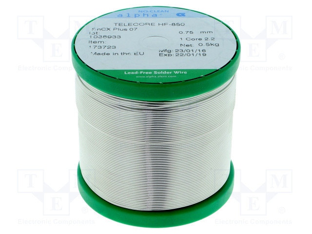 LYIJYTÖN TINA - SN99,3CU0,7 - 0,75MM - 0,5KG - KELA - 227÷229°C - Juotostinat ja muut juotosaineet - HF850SNCX07-07505 - 1