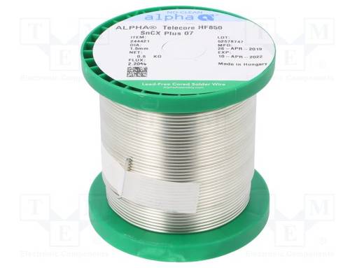 LYIJYTÖN TINA - SN99,3CU0,7 - 1,5MM - 0,5KG - KELA - 227÷229°C - 2,2% - Juotostinat ja muut juotosaineet - HF850SNCX07-1505 - 1