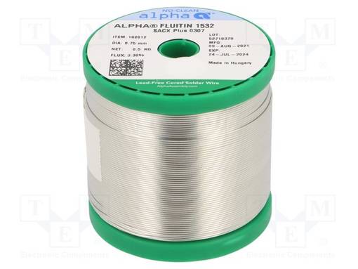 JUOTOSTINA - SN99AG0,3CU0,7 - 0,75MM - 500G - LYIJYTÖN - KELA - 3,3% - Juotostinat ja muut juotosaineet - FSACX0307-0.750.5 - 1