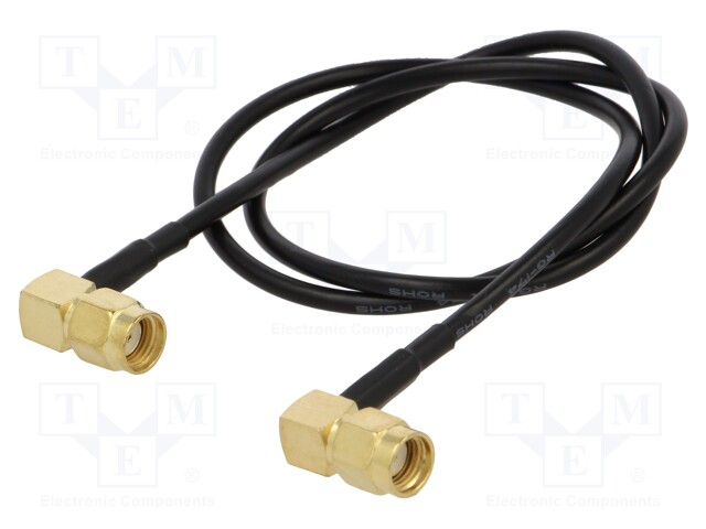 KAAPELI - 0,5M - RP-SMA UROS,MOLEMMIN PUOLIN - MUSTA - KULMA - 50OHM - Antennijohdot - SMA-07-0.5 - 1