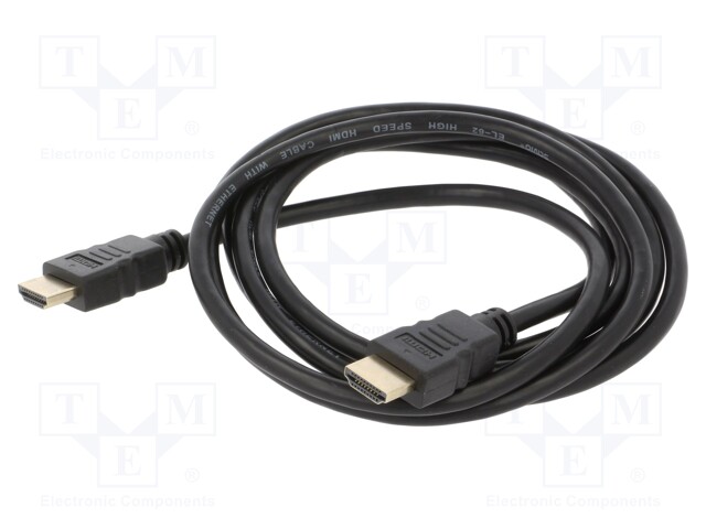 KAAPELI - HDMI-PISTOKE,MOLEMMIN PUOLIN - HDMI 1.4 - PIT: 2M - MUSTA - HDMI, DVI, DisplayPort johdot - SAVKABELCL-05 - 1