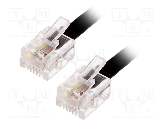 KAAPELI: PUHELIN-RJ11-PISTOKE,MOLEMMIN PUOLIN - 5M - MUSTA - Tietokonekaapelit ja -adapterit - TEL-RJ11-BK05 - 1