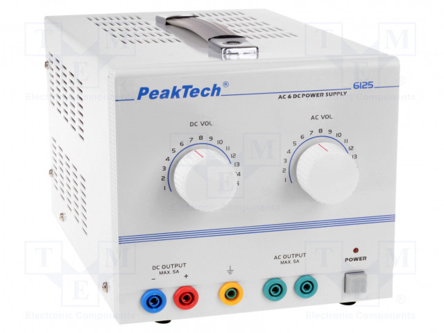 LABORATORY POWER SUPPLY: STANDARD - 1÷15VDC - 1÷15VAC - 0÷5A - 75W - Laboratorioteholähteet - PKT-P6125 - 1