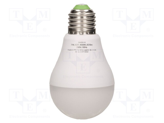 LED LAMPPU - E27 - 230VAC - 825LM - 7W - 360° - 4000K - CRIMÍN: 80 - LED lamput - VIR-SWMV-5 - 1