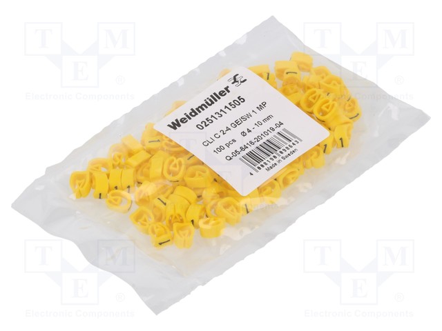 MERKIT - MERKINTÄ: 1 - 4÷10MM - PVC - KELTAINEN - -30÷80°C - CLI C - W: 7MM - Kaapeleiden merkintä - WM-0251311505 - 1