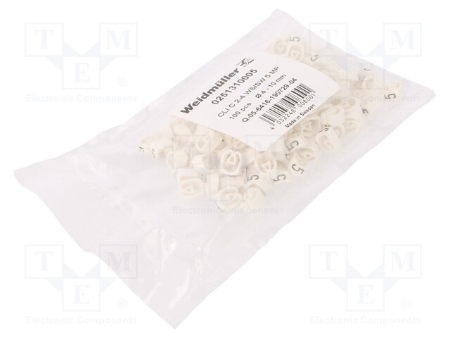 MERKIT - MERKINTÄ: 5 - 4÷10MM - PVC - VALKOINEN - -30÷80°C - CLI C - W: 7MM - Kaapeleiden merkintä - WM-0251310005 - 1