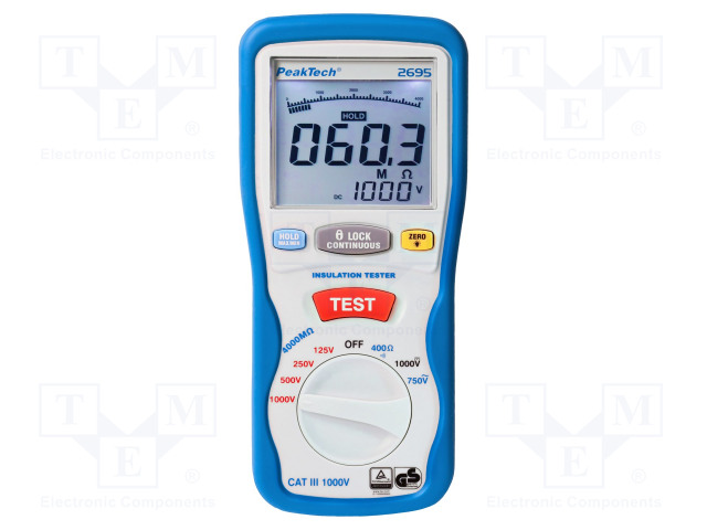 MITTARI: ERISTYSRESISTANSSI-LCD - 3,5 NUMEROA (4000) - 40÷400HZ - Sähköverkostojen testerit ja mittarit - PKT-P2695 - 1