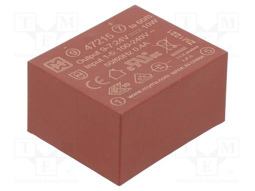 AC/DC MUUNNIN - 10W - TULOJÄNNITE 85÷265VAC,120÷370VDC - LÄHTÖJÄNNITE 24VDC - 82% - AC/DC muuntimet - MYRRA-47215 - 1