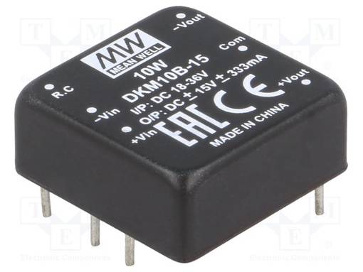 DC/DC MUUNNIN - 10W - TULOJÄNNITE 18÷36VDC - LÄHTÖJÄNNITE 15VDC - ULÄH2: -15VDC - THT - DC/DC muuntimet - DKM10B-15 - 1