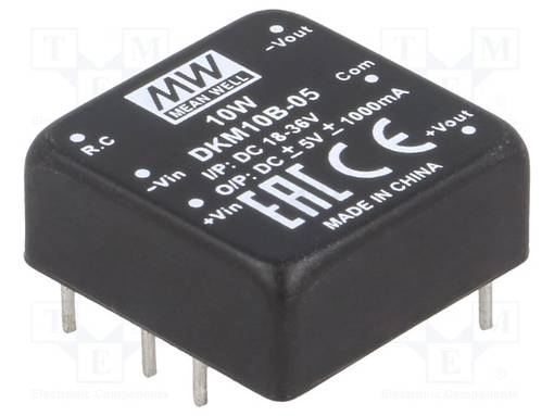 DC/DC MUUNNIN - 10W - TULOJÄNNITE 18÷36VDC - LÄHTÖJÄNNITE 5VDC - ULÄH2: -5VDC - THT - DC/DC muuntimet - DKM10B-05 - 1
