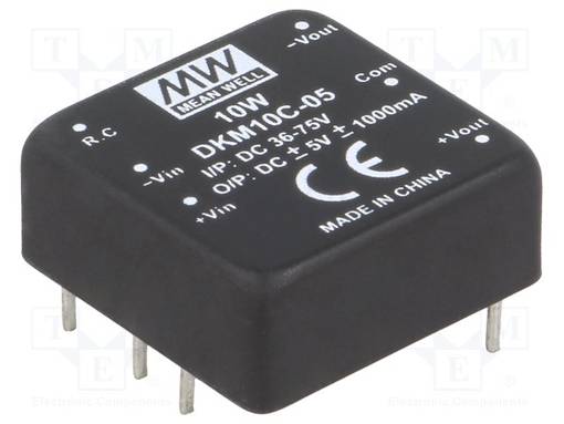 DC/DC MUUNNIN - 10W - TULOJÄNNITE 36÷75VDC - LÄHTÖJÄNNITE 5VDC - ULÄH2: -5VDC - THT - DC/DC muuntimet - DKM10C-05 - 1