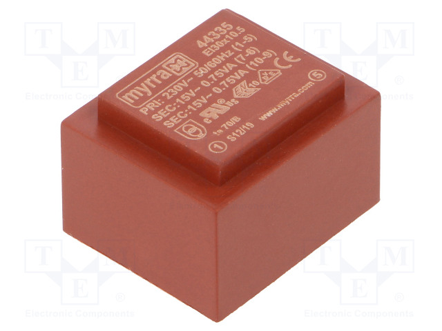MUUNTAJA - 1,5VA - 230VAC - 15V - 15V - 50MA - 50MA - PCB - Piirilevymuuntajat - MYRRA-44335 - 1
