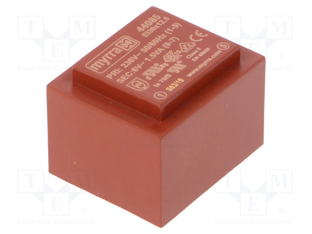 MUUNTAJA - 1,5VA - 230VAC - 6V - 250MA - PCB - Piirilevymuuntajat - MYRRA-44085 - 1