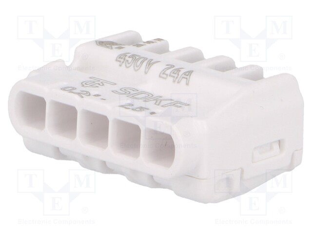 PIKALIITIN - SDKF - 24A - 300V - JOHTOON - JOUSIPURISTIN - 0,2÷2,5MM2 - WAGO ja muut pikaliittimet - SDKF5 - 1