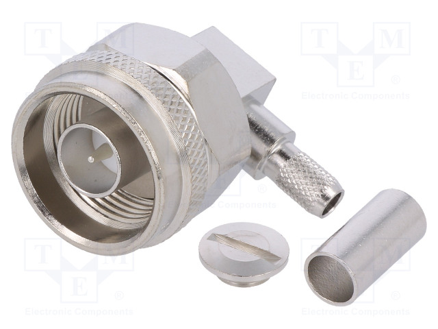 LIITIN: N - PISTOKE - UROS - 90° KULMA - 50OHM - JUOTETTAVA,PURISTUS - N liittimet - J01020A0035 - 1