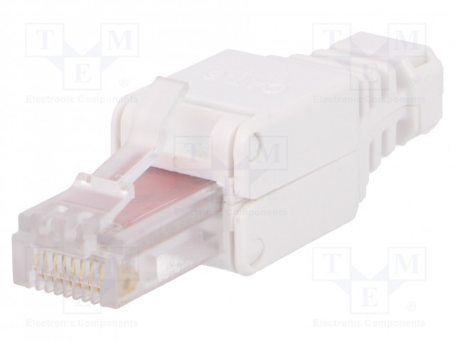 LIITIN: RJ45 - PISTOKE - PIN: 8 - CAT: 6 - 8P8C - 23AWG÷26AWG - VALKOINEN - RJ liittimet - LOG-MP0025 - 1