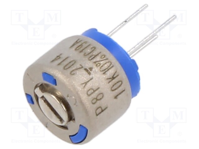 POTENTIOMETRI: ASENNUS - YKSIKIERROS - 10KOHM - 500MW - -55÷125°C - Trimmerit - THT - P8PY103KB25 - 1
