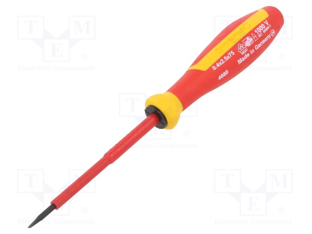 SCREWDRIVER: INSULATED - SLOT - 2.5X0.4MM - BLADE LENGTH: 75MM - 1KVAC - Ruuvimeisselit ja sarjat - ST-46603025 - 1