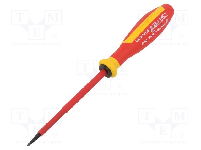 SCREWDRIVER: INSULATED - SLOT - 3.5X0.6MM - BLADE LENGTH: 100MM - Ruuvimeisselit ja sarjat - ST-46603035 - 1