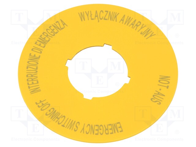 TIEDOTUSETIKETTI - 22MM - IP66 - KOOT: Ø60MM - TURVANÄPPÄIMIIN - Taulukytkimien lisävarusteet - M22-XBK5 - 1